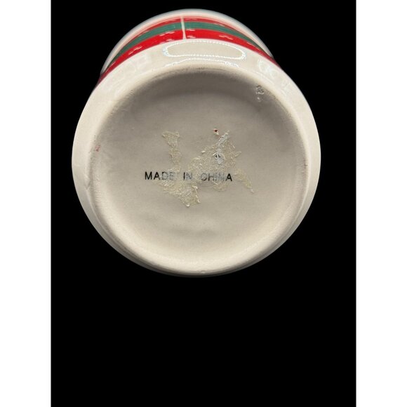 Vtg. Candy Cane Holiday Ceramic Storage Jar With Lid 4.5” - Picture 4 of 5